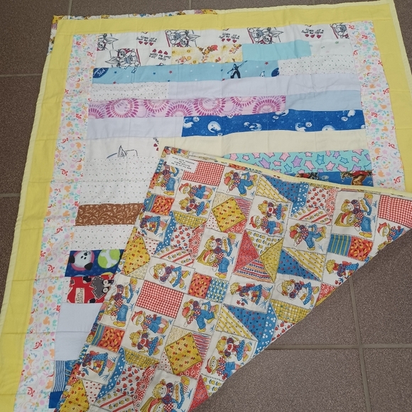 Quilt Colorblock Crazy Patch Print Reversible Patchwork Handmade Baby Blanket - Picture 2 of 7